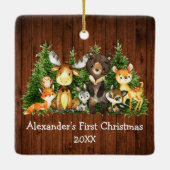 Ornement En Céramique Bébé Première forêt de Noël Animaux rustiques (Dos)