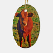 ORNEMENT EN CÉRAMIQUE BÉBÉ VACHE BROWN MANGER (Gauche)