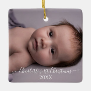 Ornement En Céramique Bébés 1er Noël Photo Naissance Statistiques Script