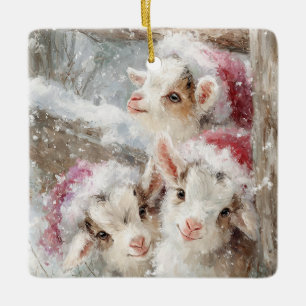 Ornement En Céramique Bébés de neige Chèvres de Noël 10 - VOTRE PHOTO