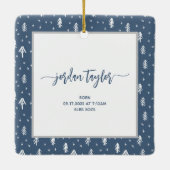 Ornement En Céramique Bébé's First Christmas Blue (Dos)