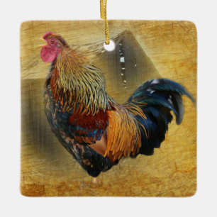Ornement En Céramique Belle coop de poulet rôti et de grange rustique
