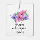 Ornement En Céramique Belle Écriture Soyez Fort Courageux Floral (Gauche)