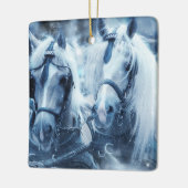 Ornement En Céramique Belle équipe Cheval Hiver Conduite photo (Gauche)