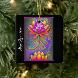 Ornement En Céramique Belle rose Ornate Lotus Fleurs Noël