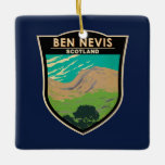 Ornement En Céramique Ben Nevis Scotland Travel Art Vintage<br><div class="desc">Ben Nevis dans un style vectoriel. Ben Nevis est la plus haute montagne d'Ecosse,  du Royaume-Uni et des îles britanniques.</div>