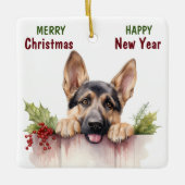 Ornement En Céramique Berger allemand clôture de Noël (Devant)