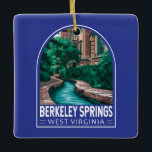 Ornement En Céramique Berkeley Springs West Virginia Illustration Voyage<br><div class="desc">Berkeley Springs design de voyage vectoriel rétro. Niché dans les montagnes de la Virginie-Occidentale,  Berkeley Springs a attiré les visiteurs de ses sources chaudes naturelles et de sa culture artistique unique.</div>