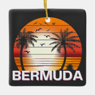 Ornement En Céramique Bermudes Palmiers Vintages Plage d'été