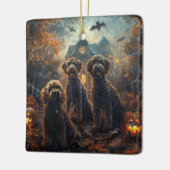 Ornement En Céramique Bernedoodle Halloween nuit chien délice (Gauche)