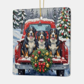 Ornement En Céramique Bernese Mountain Dog Christmas Red Truck Holiday (Gauche)