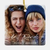 Ornement En Céramique Best Friends Create Your Own Photo Modern Script (Devant)
