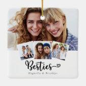 Ornement En Céramique Best Friends Photo Collage Besties Heart (Dos)
