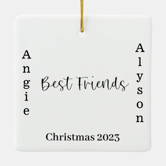 Ornement En Céramique Best Friends Script Noël Année photo (Dos)
