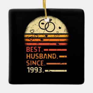Ornement En Céramique Best husband since 1993 retro vintage father's day