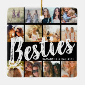Ornement En Céramique BESTIES, Collage de photos et noms | Noël BFF (Dos)
