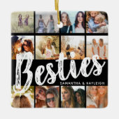 Ornement En Céramique BESTIES, Collage de photos et noms | Noël BFF (Devant)
