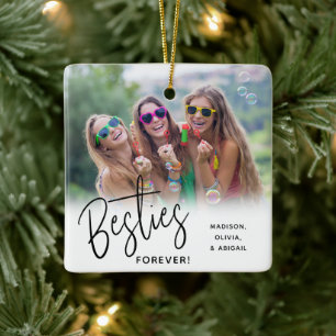Ornement En Céramique Besties Forever Best Friends Script Photo