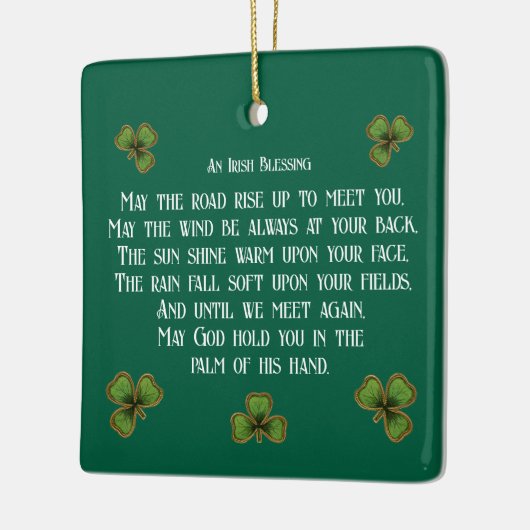Ornement En Céramique Bienheureuse irlandaise et typographie verte Shamr (Gauche)