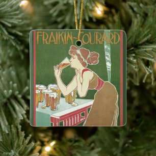 Ornement En Céramique Bière Art Nouveau vintage Brasserie Fraikin-Courar