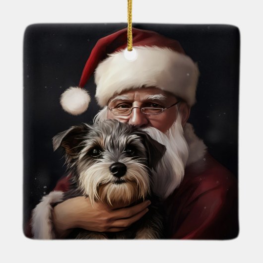 Ornement En Céramique Biewer Terrier Avec Noël Festif Du Père Noël (Dos)