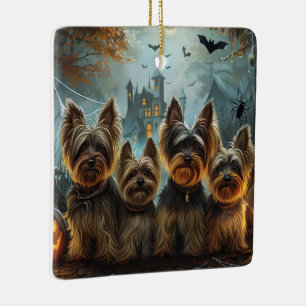 Ornement En Céramique Biewer Terrier Halloween Night Doggy Délice