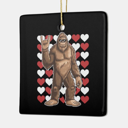Ornement En Céramique Bigfoot Valentines Jour Coeurs Drôle Sasquatch Amo (Gauche)