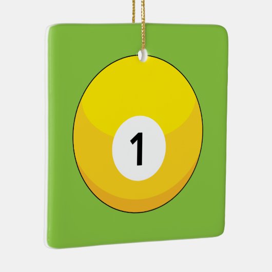 Ornement En Céramique Billard jaune numéro un (Droite)
