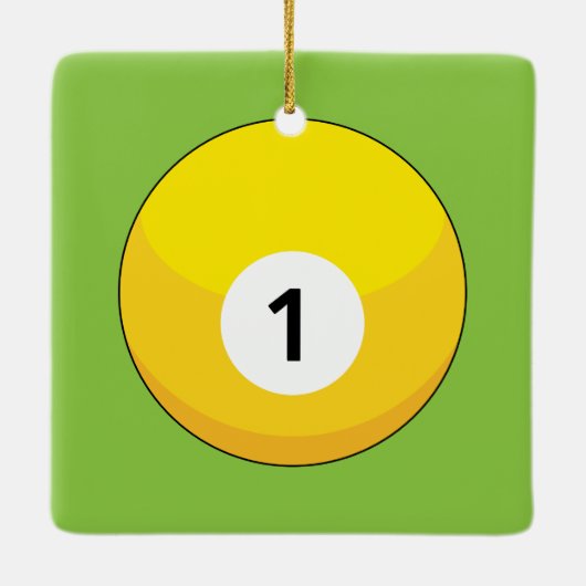 Ornement En Céramique Billard jaune numéro un (Dos)