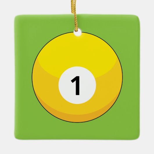 Ornement En Céramique Billard jaune numéro un (Devant)