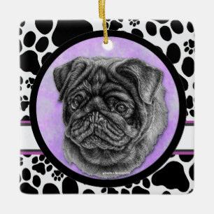 Ornement En Céramique Black Carlin Dog Art by Glenda Harlan