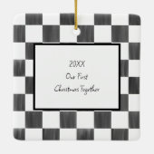 Ornement En Céramique Black Checkerboard Personalized Photo (Dos)
