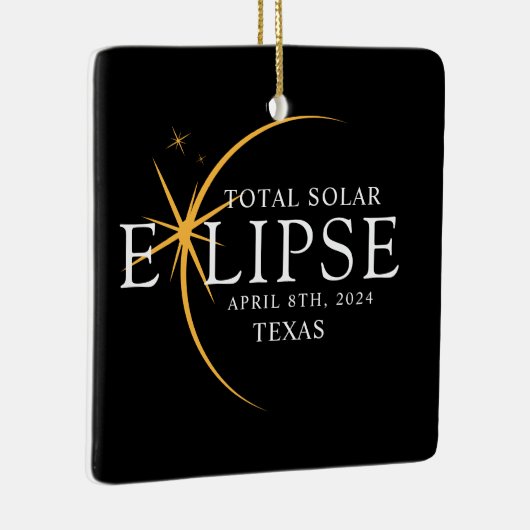 Ornement En Céramique Black & Gold 2024 Texas Total Solar Eclipse (Droite)