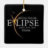 Ornement En Céramique Black & Gold 2024 Texas Total Solar Eclipse (Dos)