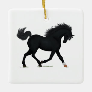 Ornement En Céramique Black Horse With Star & Sock Black Beauty Memorial