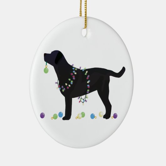 Ornement En Céramique Black Lab Joyeux Noël Design (Droite)