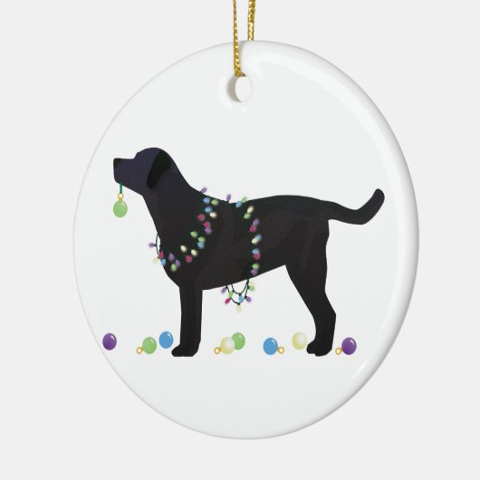 Ornement En Céramique Black Lab Joyeux Noël Design (Gauche)
