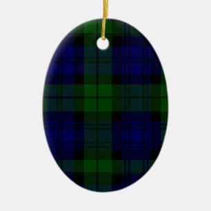 Ornement En Céramique Black Watch Tartan Blue Green Plaid