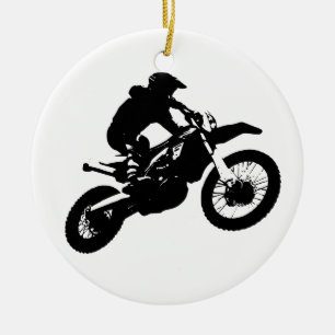Ornement En Céramique Black White Pop Art Motocross Motorcyle Sport