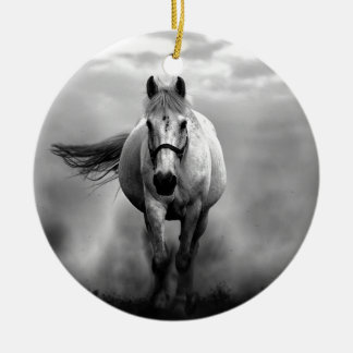Ornement En Céramique Black White Runse Horse Freedom