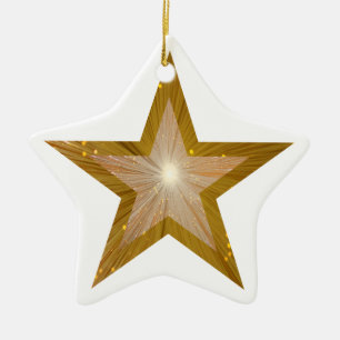 Ornement En Céramique Blanc de forme d'étoile d'ornement d'étoile d'or