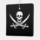 Ornement En Céramique Blanc, Drapeau Pirate Calico Jack, Crâne & Cutlass (Gauche)