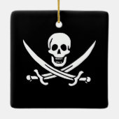 Ornement En Céramique Blanc, Drapeau Pirate Calico Jack, Crâne & Cutlass (Dos)