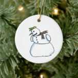 Ornement en céramique blanche Snowman<br><div class="desc">L'ornement de Noël en céramique Snowman est destiné aux collectionneurs d'ornements de Noël, aux amateurs de bonbons de neige, aux collectionneurs de bonbons de neige et aux fans de dessins animés. Snowman est Steamy Raimon art de dessin animé original. * suggestions : 1) plusieurs de ces ornements et ligne de...</div>