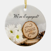 Ornement En Céramique Blancs rustiques Fiançailles de bois (Devant)