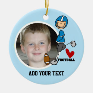 Ornement En Céramique Bleu bâton Figure Football Joueur Keepsaké