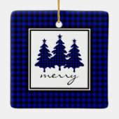 Ornement En Céramique Bleu Buffalo Check Pine Trees (Dos)