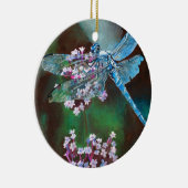 Ornement En Céramique Bleu Dragonfly Repose Sur L'Ail Sauvage (Droite)