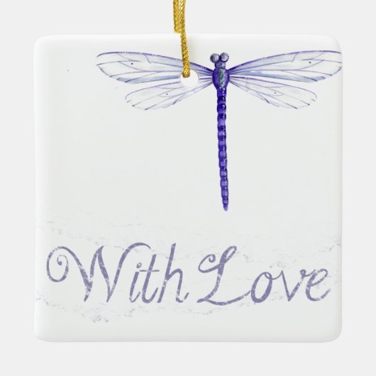 Ornement En Céramique Bleu Dragonfly With Love Ornament (Devant)