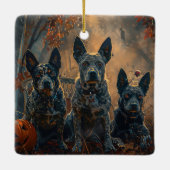 Ornement En Céramique Bleu Heeler Halloween nuit chien délice (Dos)